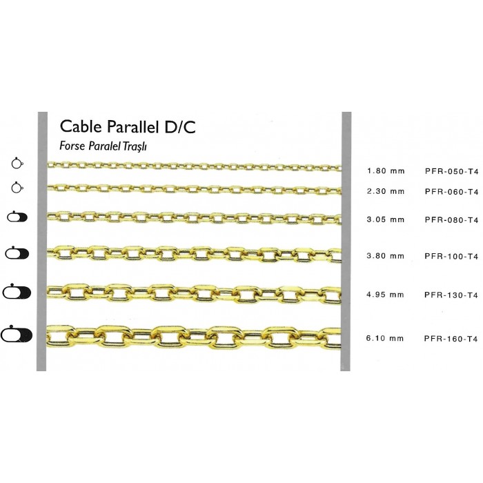 Cable Parallel D/C 4,95 mm 45 cm 9,85 gr 14 K 585